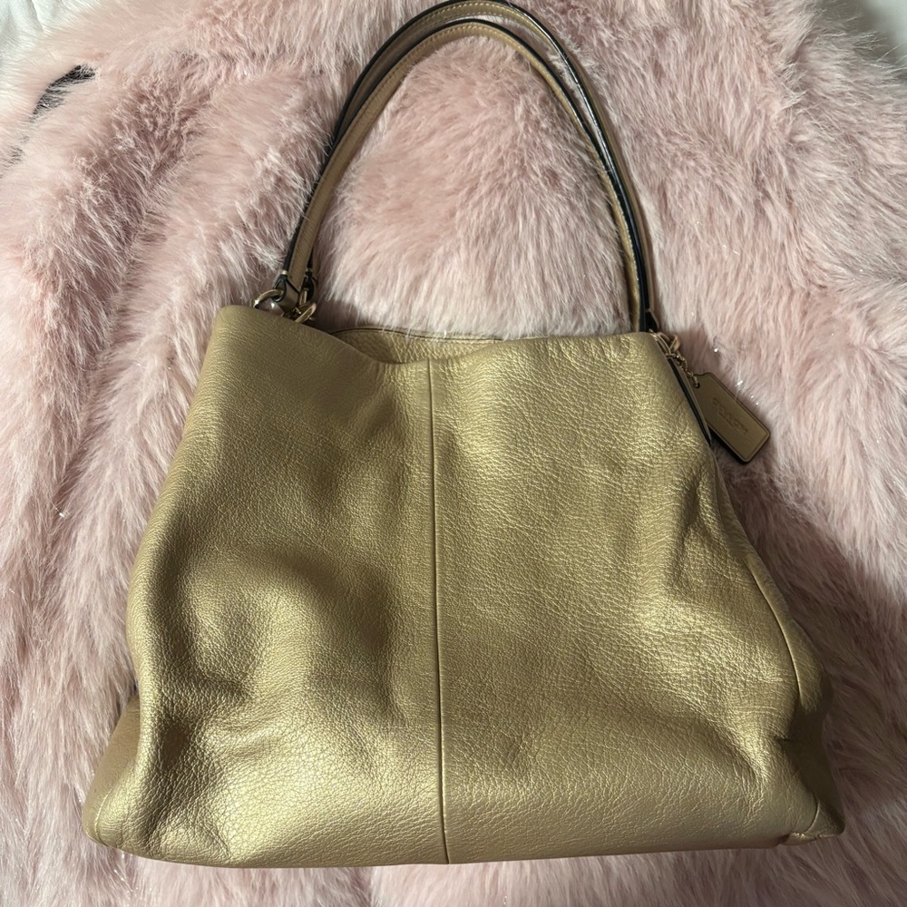 Gold Leather Coach Bag